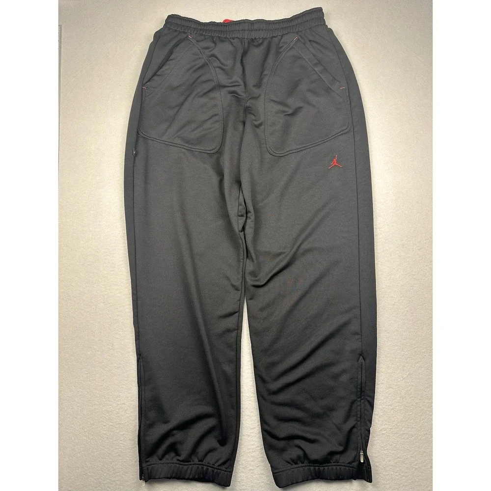 Nike Air Jordan Jogger Pants Mens XXL Black Red Jumpman Athletic Zip Ankle